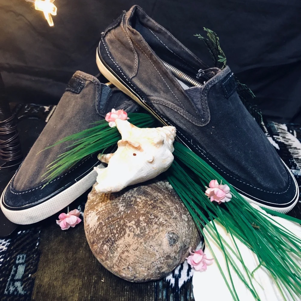 Crevo Gray Canvas Slip-On Loafers